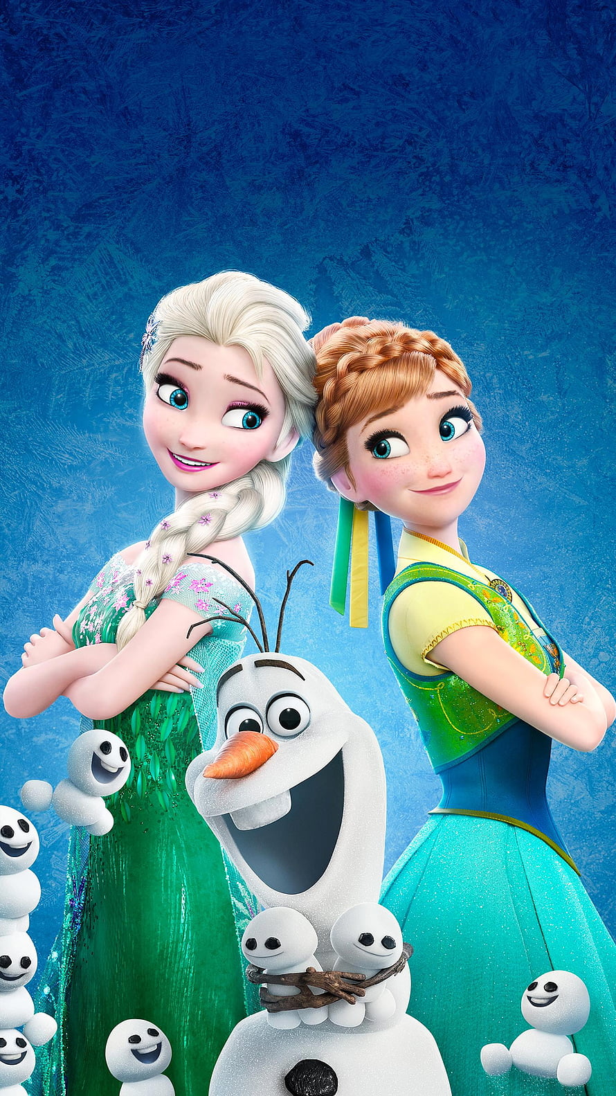 Frozen Fever Elsa Anna and Olaf in Festive Winter Outfits with Snowman Friends, Frozen Fever (2022) movie HD phone wallpaper