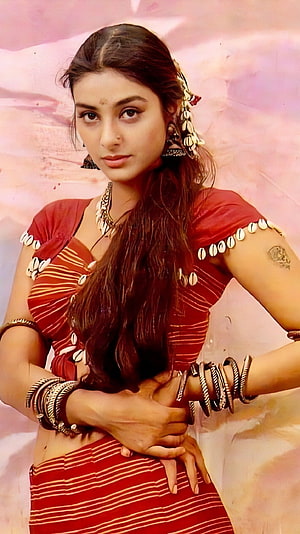 Tabu in Traditional Red Ethnic Wear with Shell Adornments and Silver Jewelry HD phone wallpaper